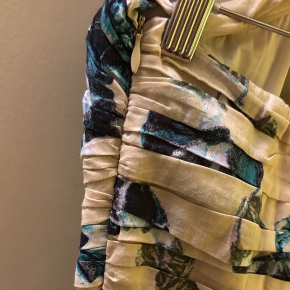 Alberta Ferretti Blue Beige Floral Romance Strapless Dress 6 Holiday Cottagecore - Picture 8 of 10